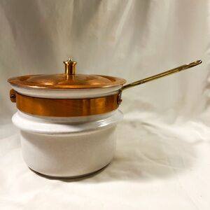 Vintage GRESVAL Made in Portugal Copper & Ceramic Boiler Brass Handle
